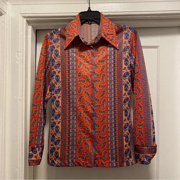 Vintage | Tops | Vintage Long Sleeve Button Down Paisley Blouse 